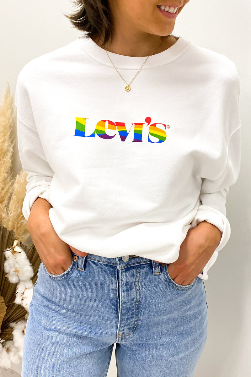 Pride Relaxed Graphic Crew Neck Sweatshirt White