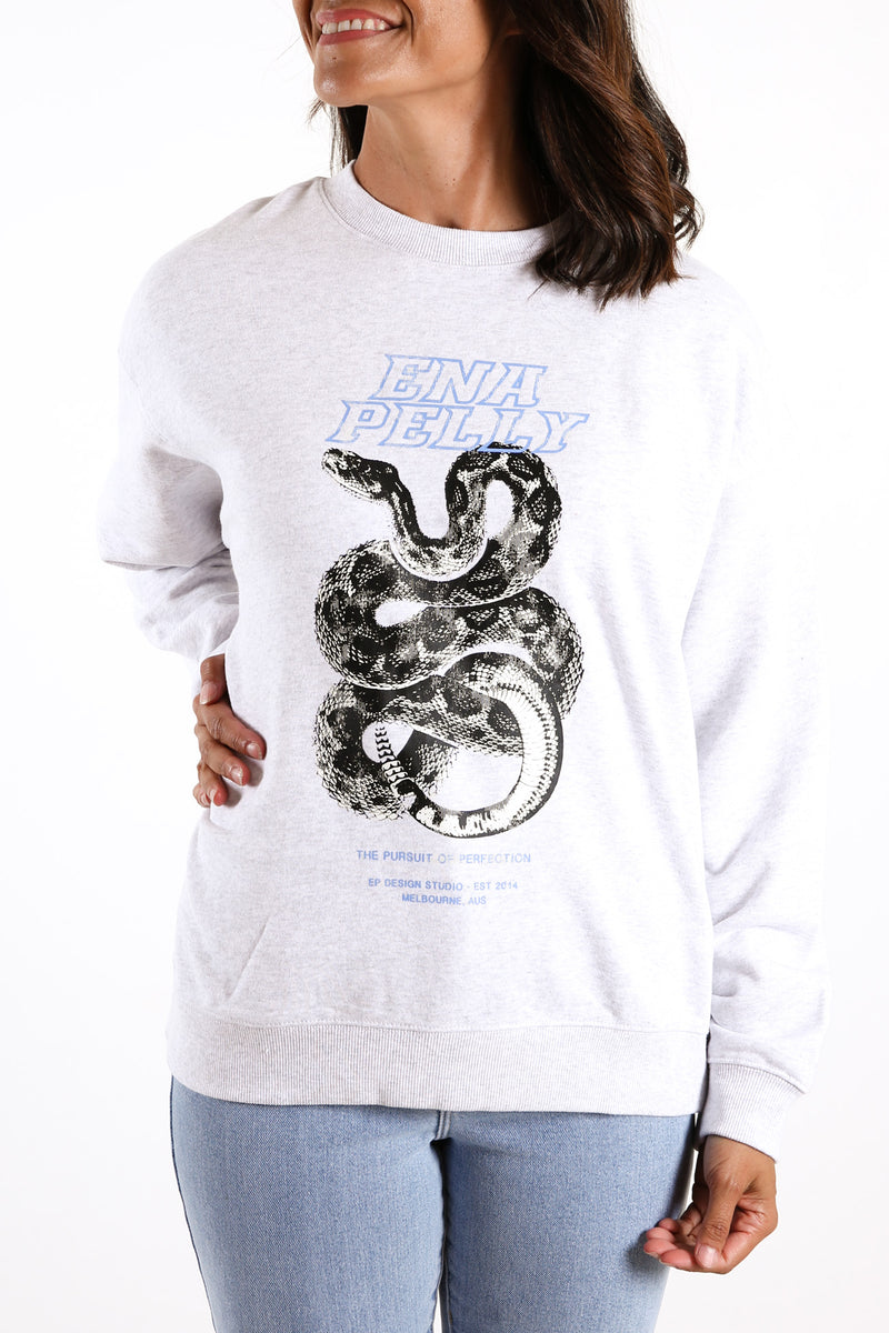 Python Print Sweatshirt White Marle Electric Blue