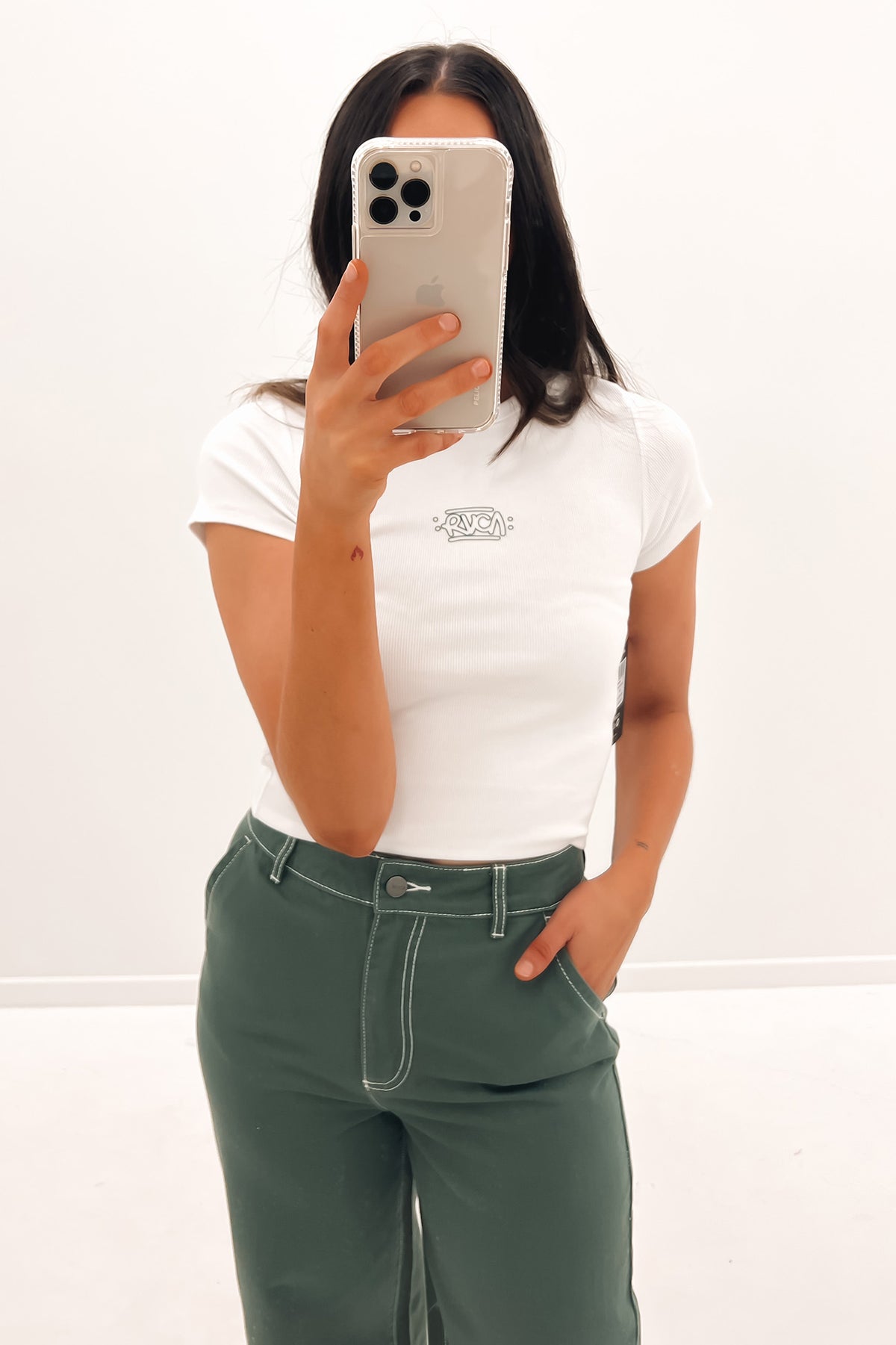 RVCA Street Baby Tee White Jean Jail