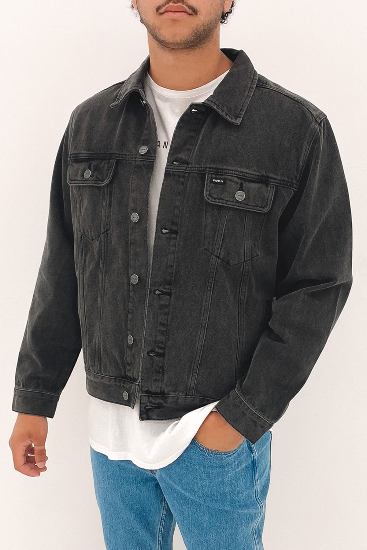 RVCA Vintage Denim Jacket Vintage Black Jean Jail