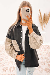 Black denim shacket clearance