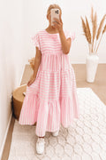 Rayna Midi Dress Pink Stripe