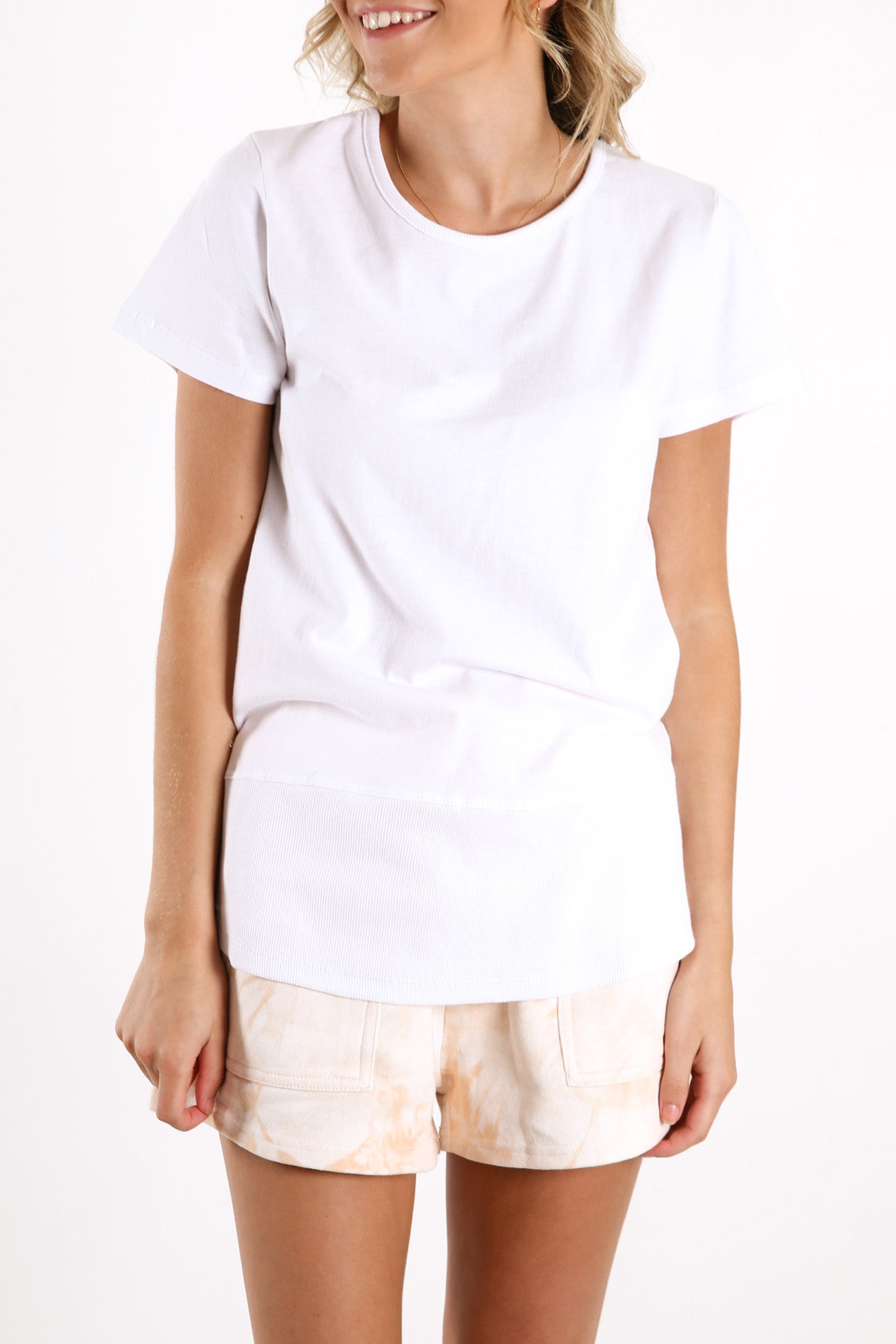 Rib Short Sleeve Tee White