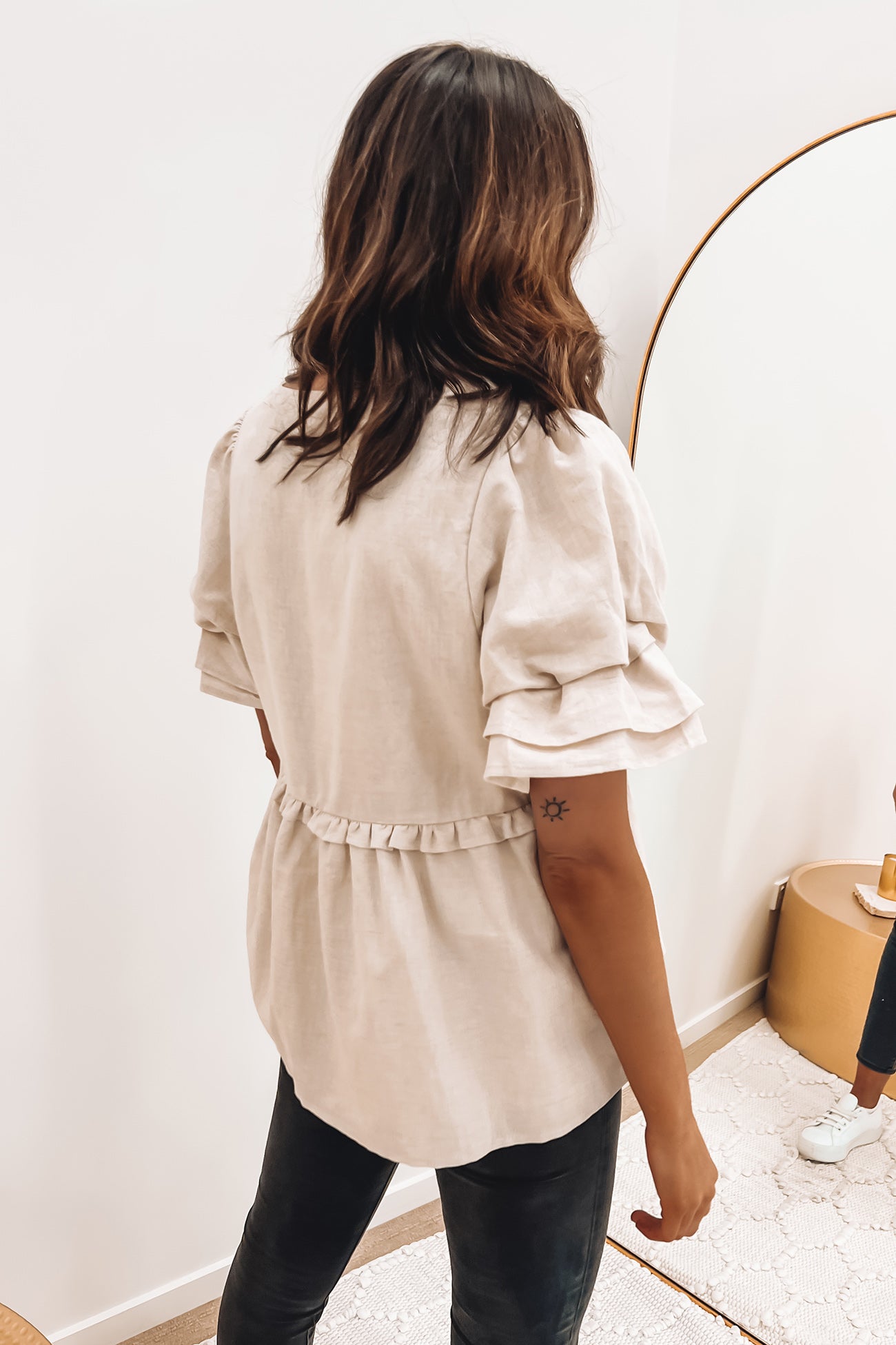 Rosa Linen Babydoll Top Natural