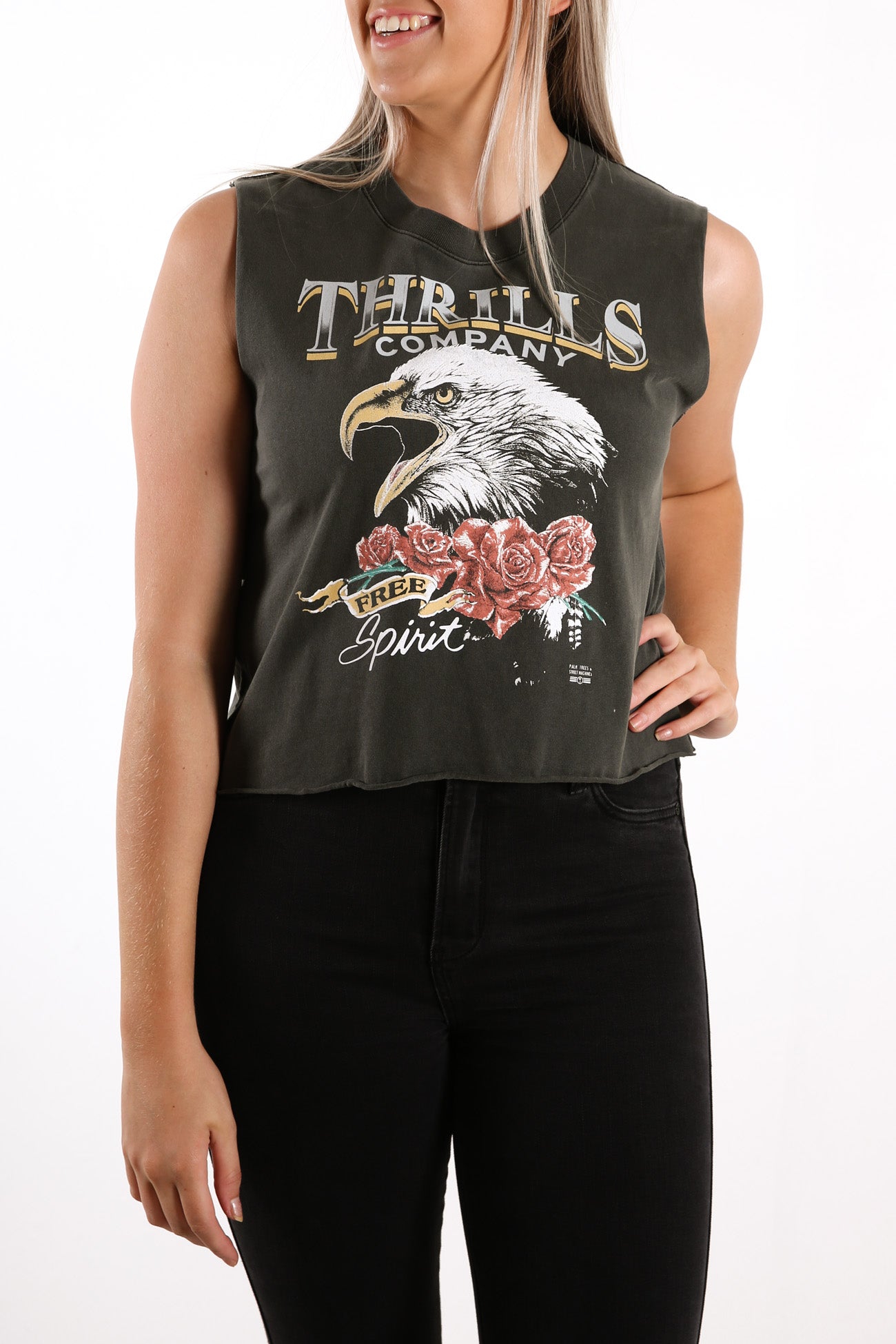 Rose Spirit Crop Muscle Merch Black