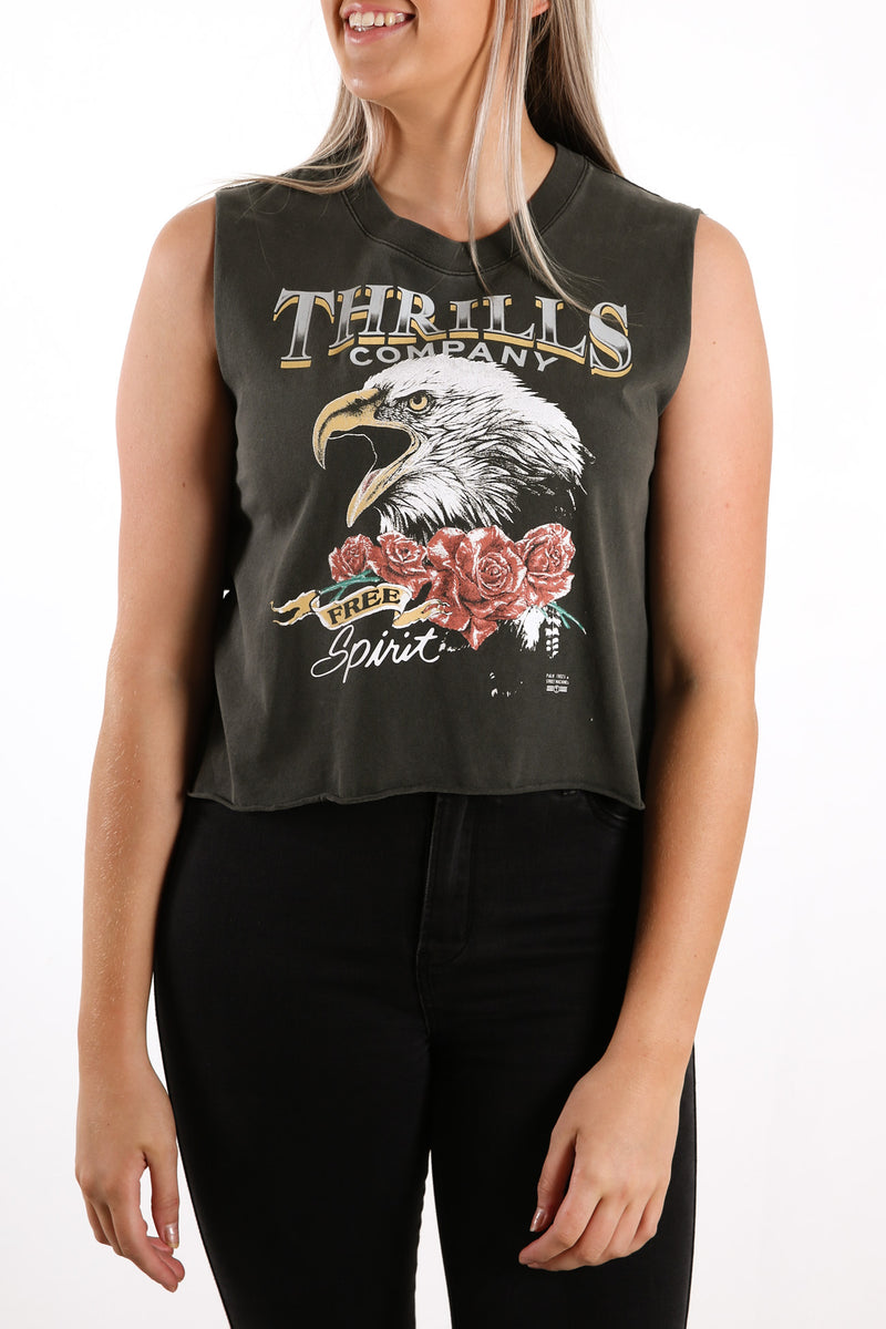 Rose Spirit Crop Muscle Merch Black