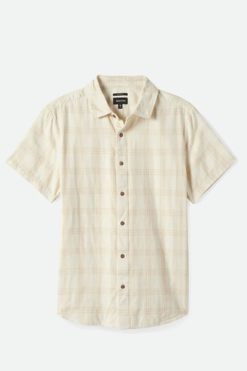 Crosby Plaid Short Sleeve Woven Shirt Off White Bison