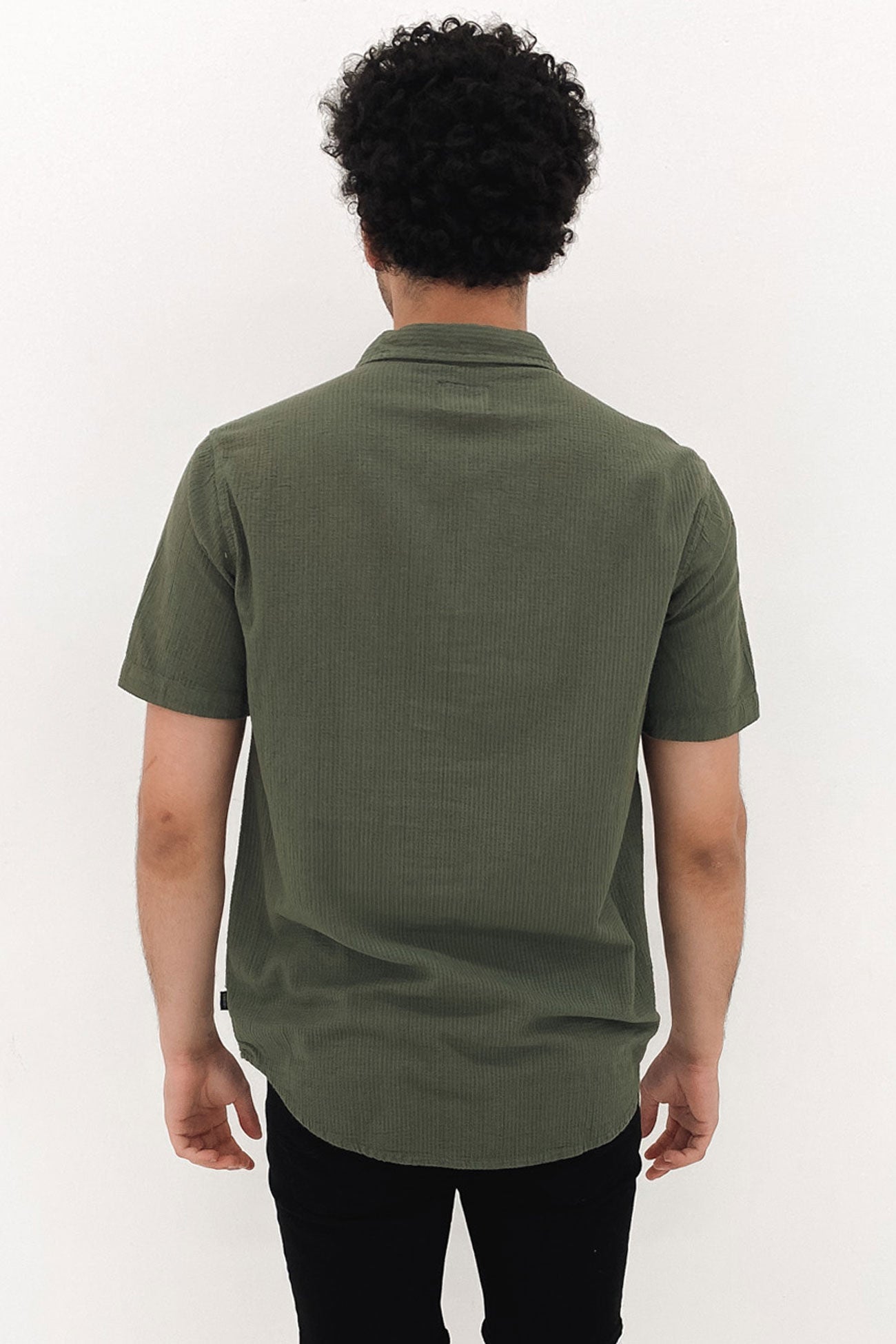 Seersucker Short Sleeve Shirt Green
