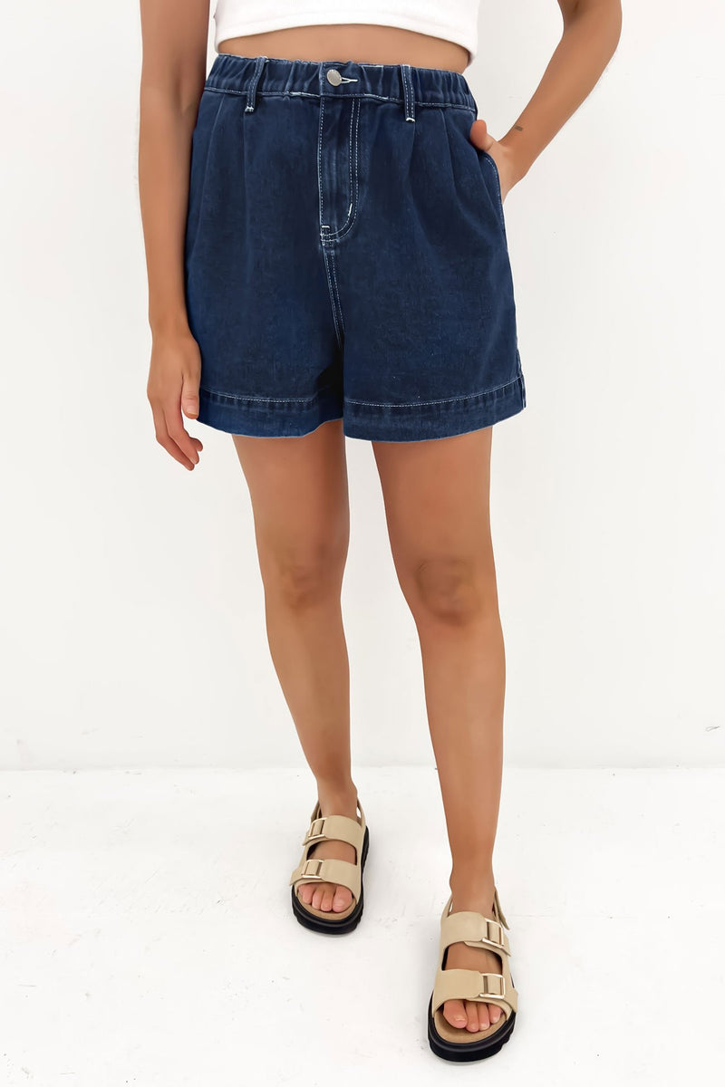 Dark blue jean shorts store