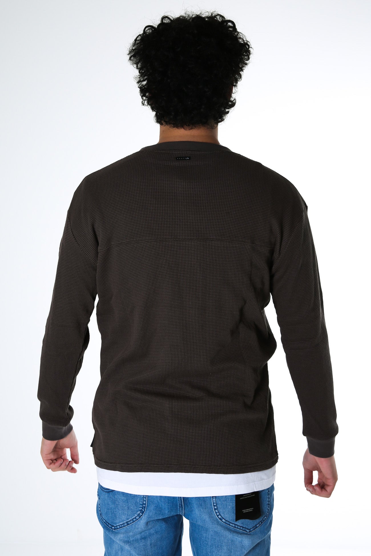 Short Cut Waffle Long Sleeve Tee Coal