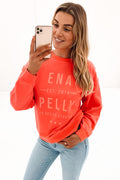 Stacked Text Sweater Washed Coral