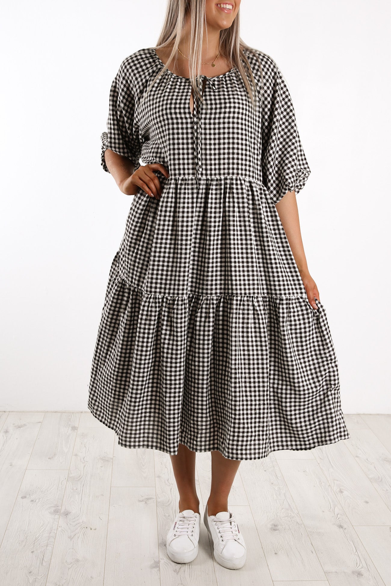 Sunset Lover Dress Gingham Black