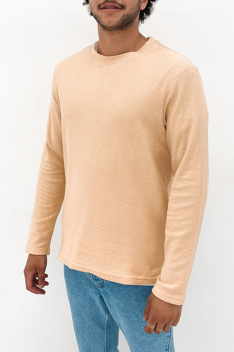 Textured Long Sleeve T-Shirt Ecru