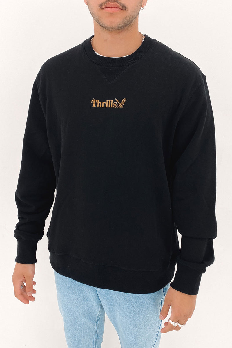 Thrills Workwear Embro Oversize Fit Crew Black