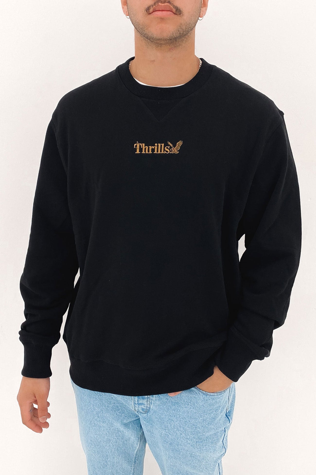 Thrills Workwear Embro Oversize Fit Crew Black