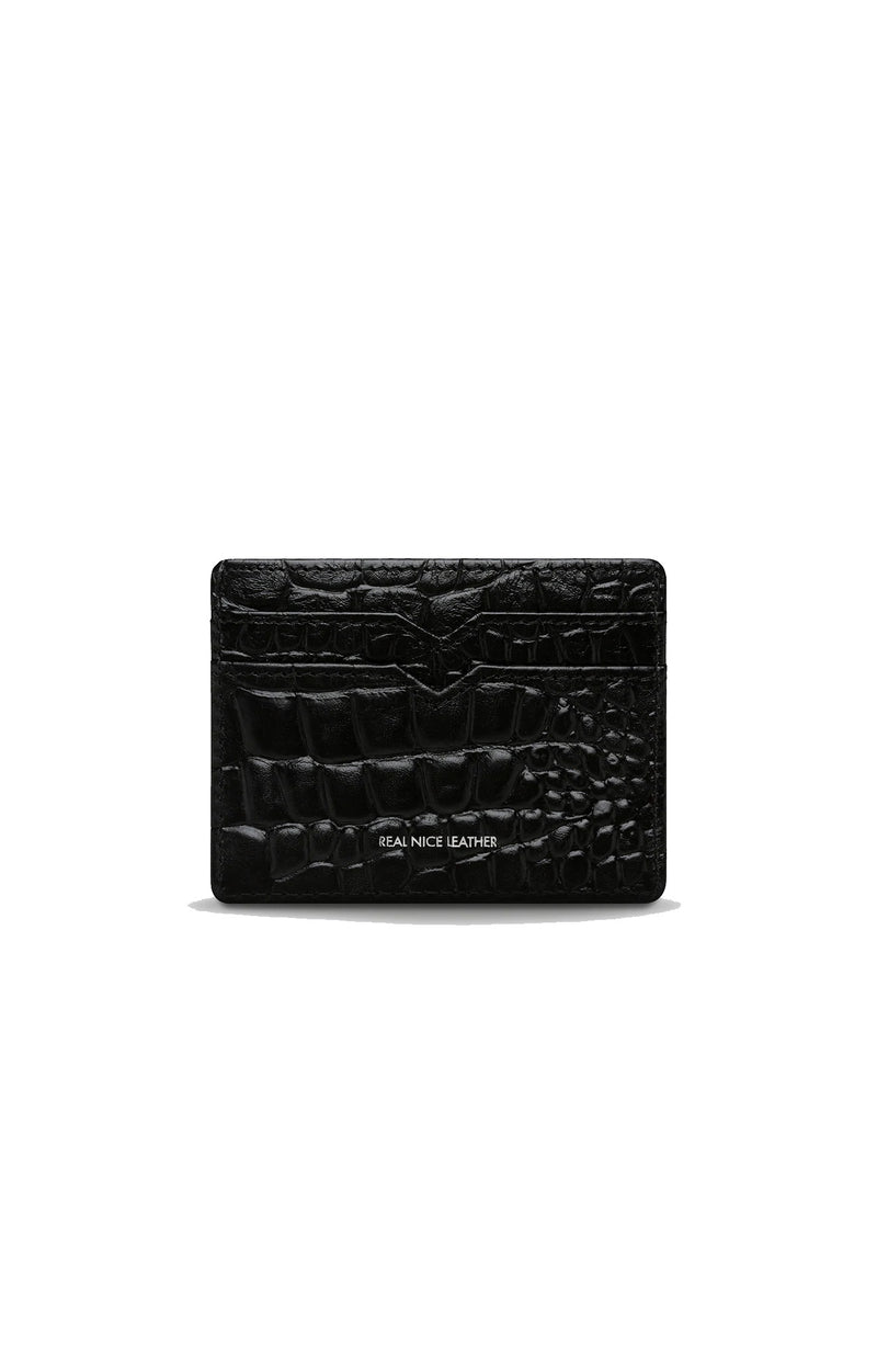 Together For Now Card Wallet Black Croc Emboss
