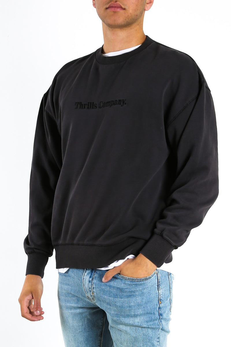 Tonal Thrills Company Slouch Fit Crew Heritage Black