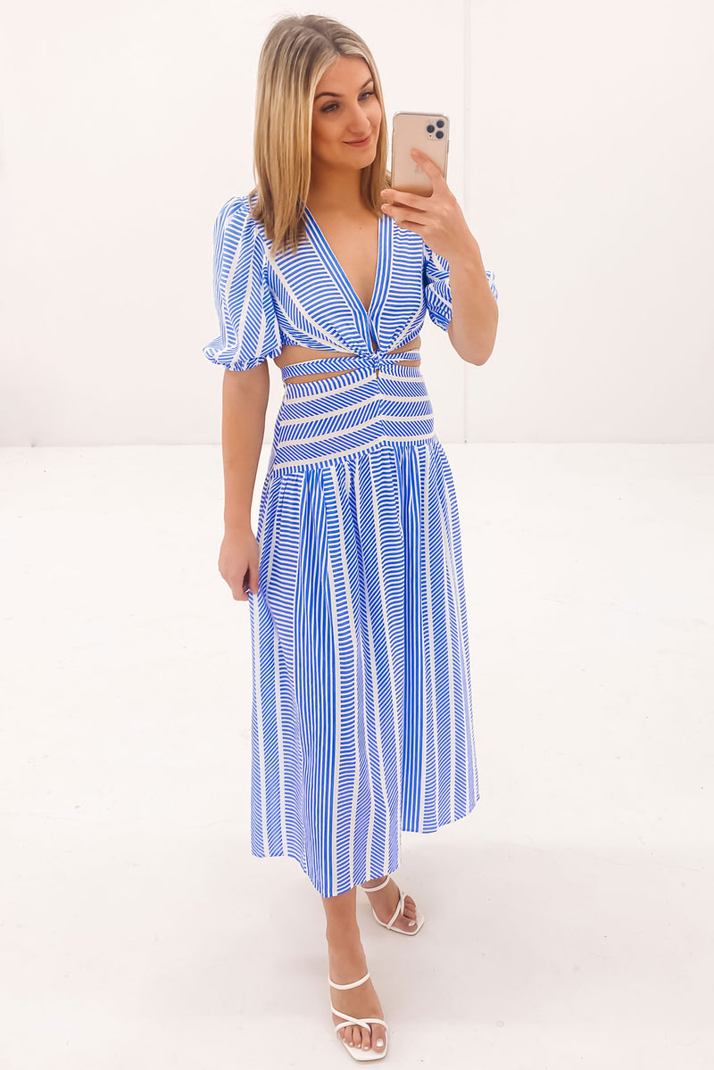 Toni Midi Dress Blue Stripe