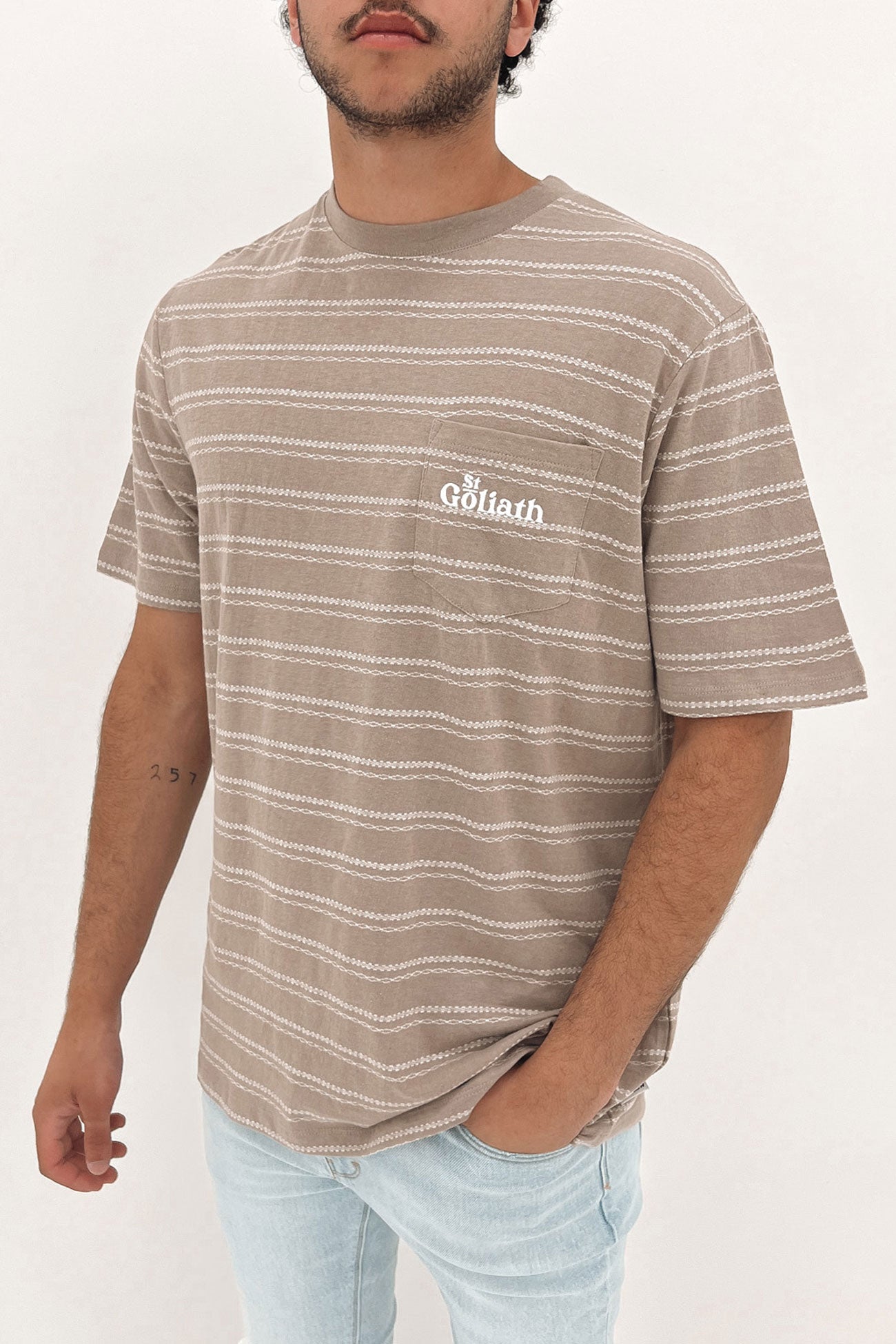 Tracks Stripe Tee Sand