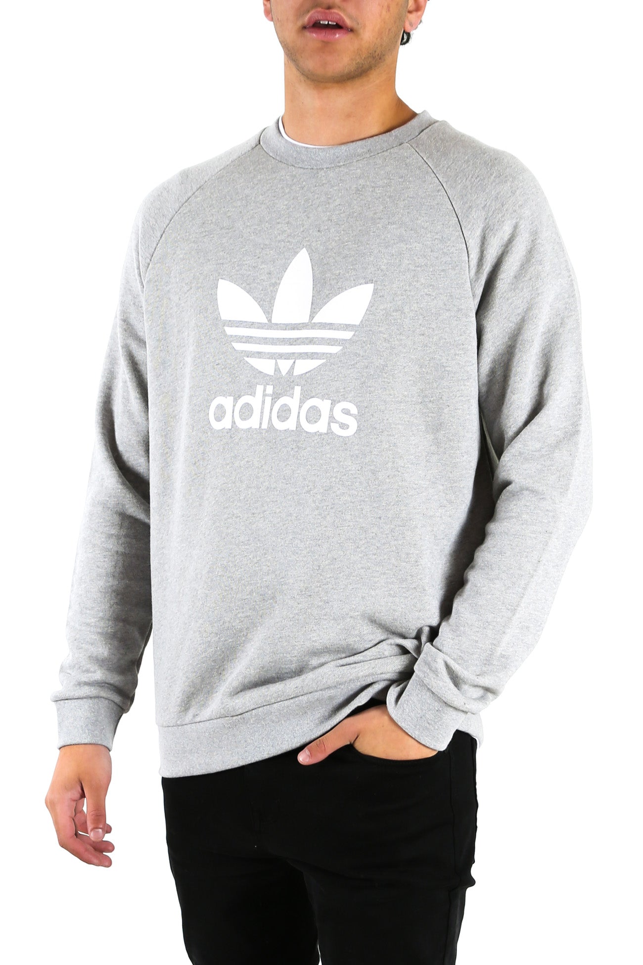 Trefoil Crew Medium Grey Heather