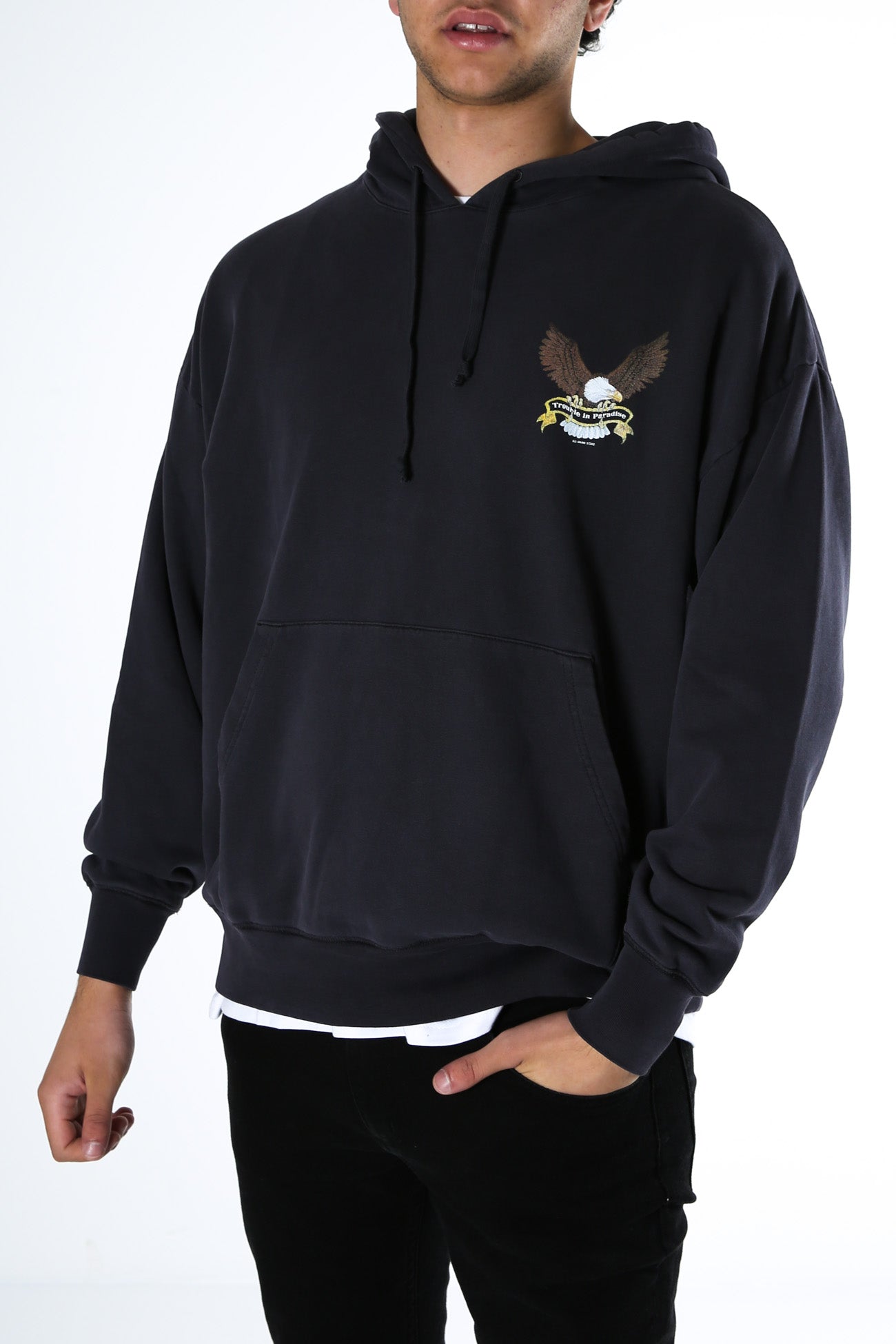 Troubled Paradise Slouch Pull On Hood Dark Navy
