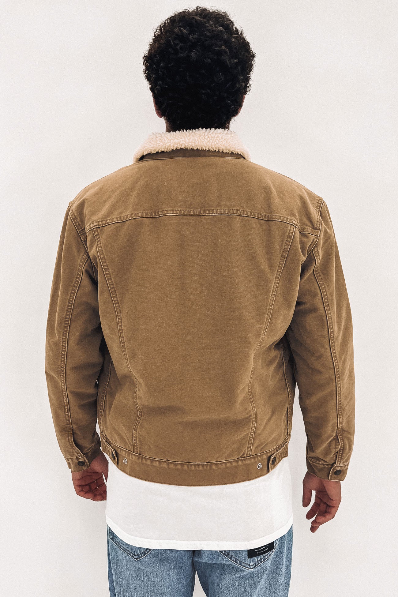 Sherpa Trucker Jacket Washed Cougar Canvas