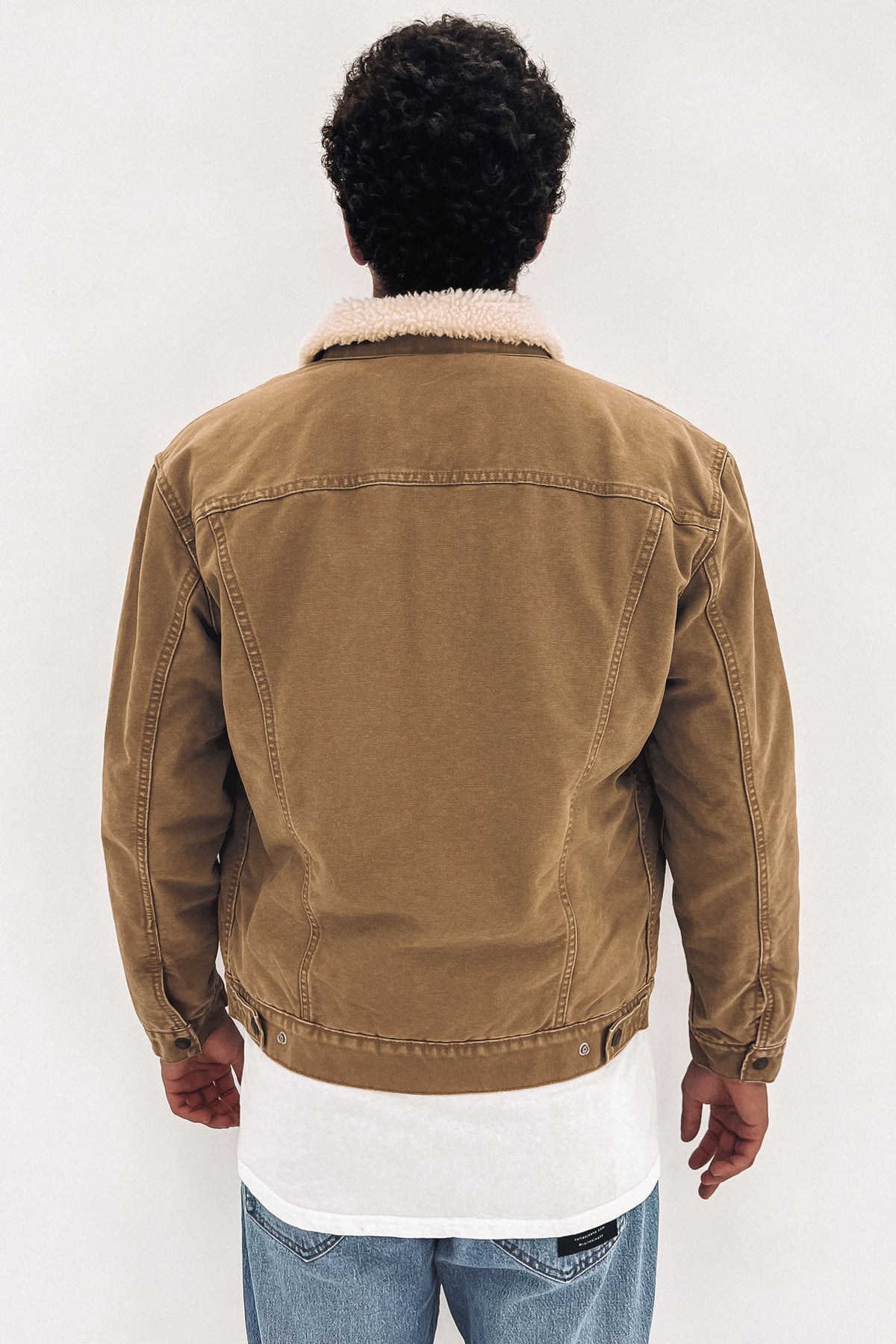 Sherpa Trucker Jacket Washed Cougar Canvas