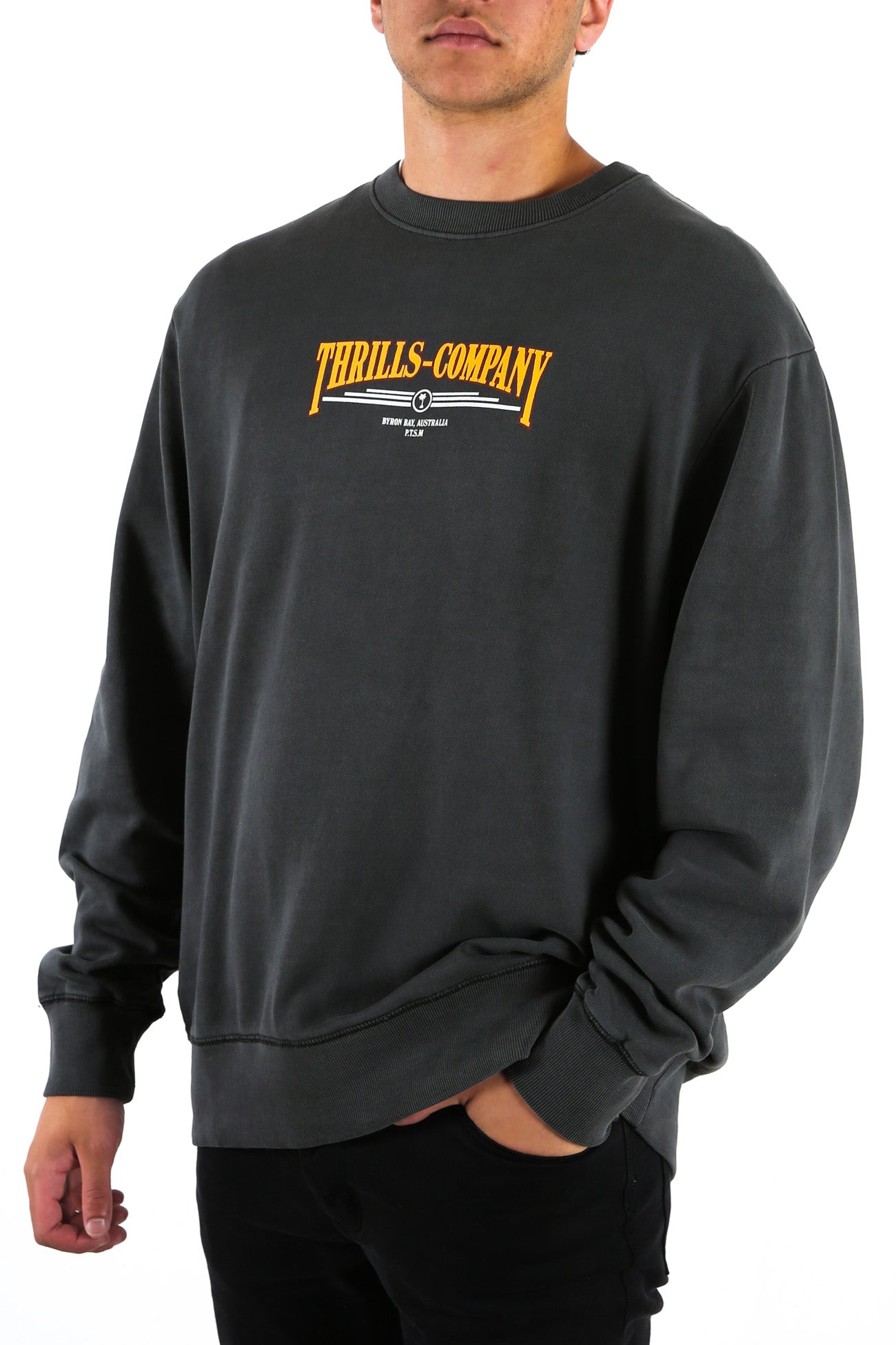 Underline Oversize Fit Crew Merch Black