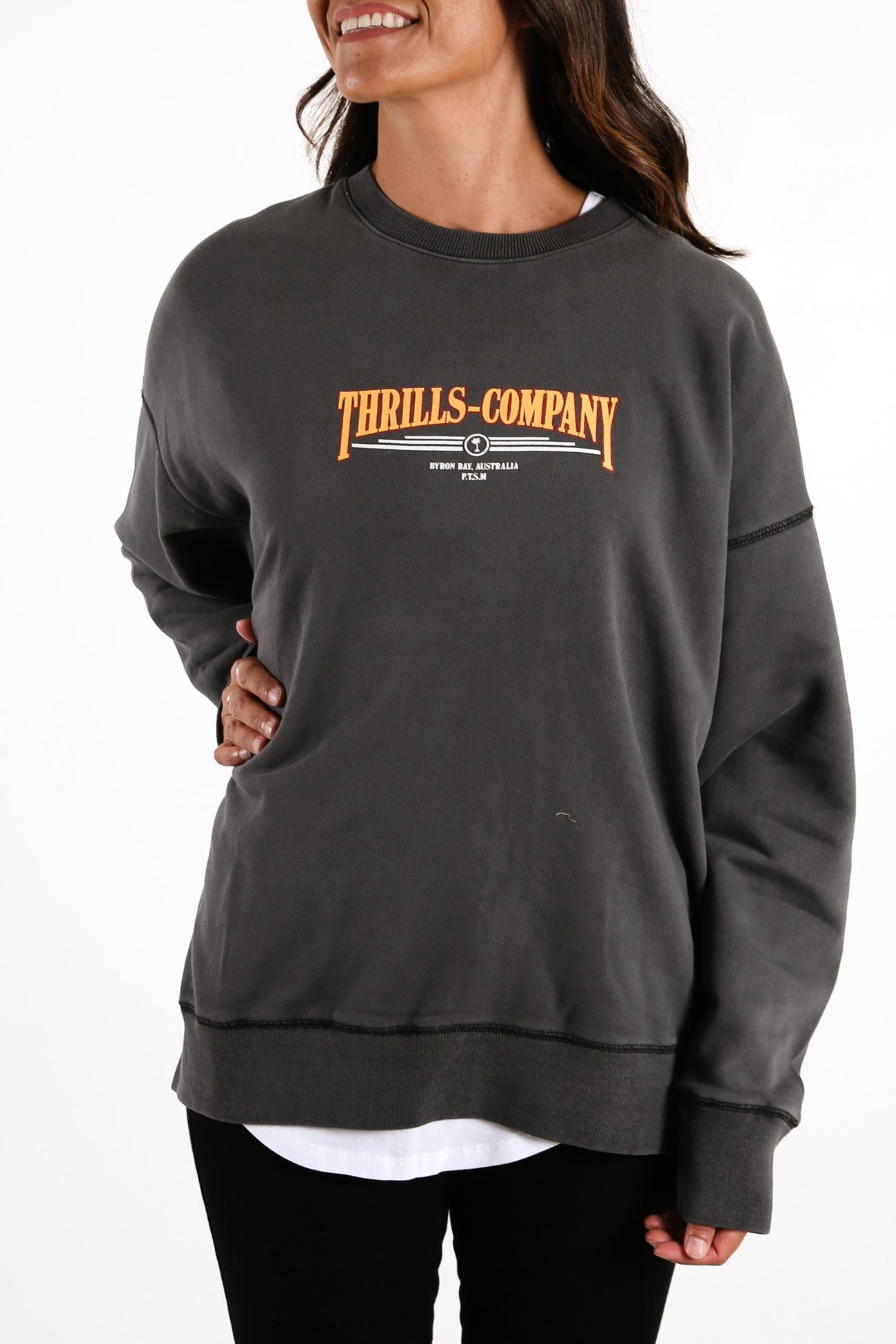 Underline Slouch Crew Merch Black