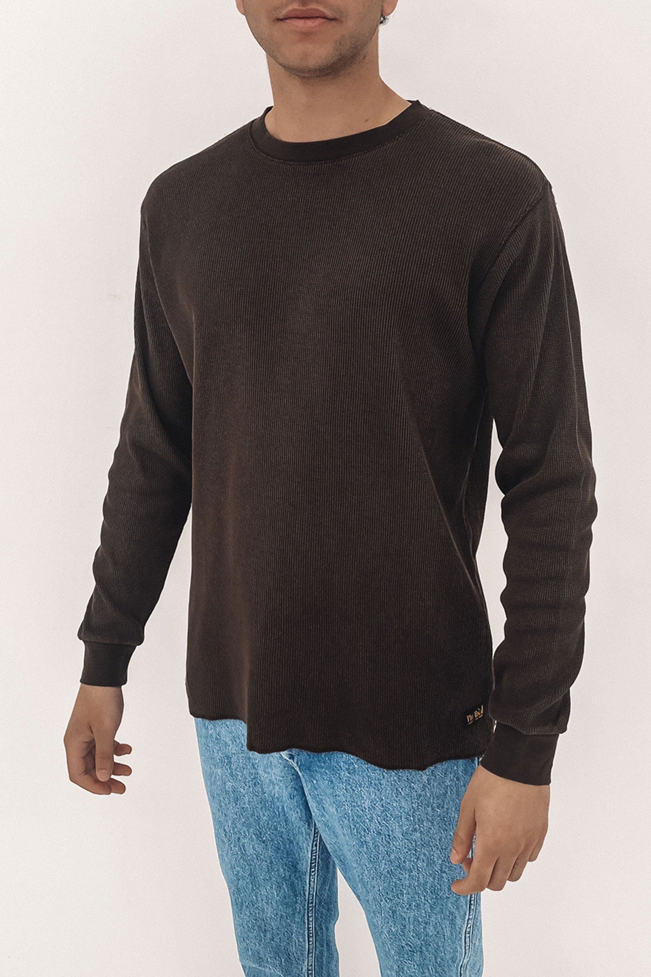 Thrills Union Waffle Long Sleeve Postal Brown