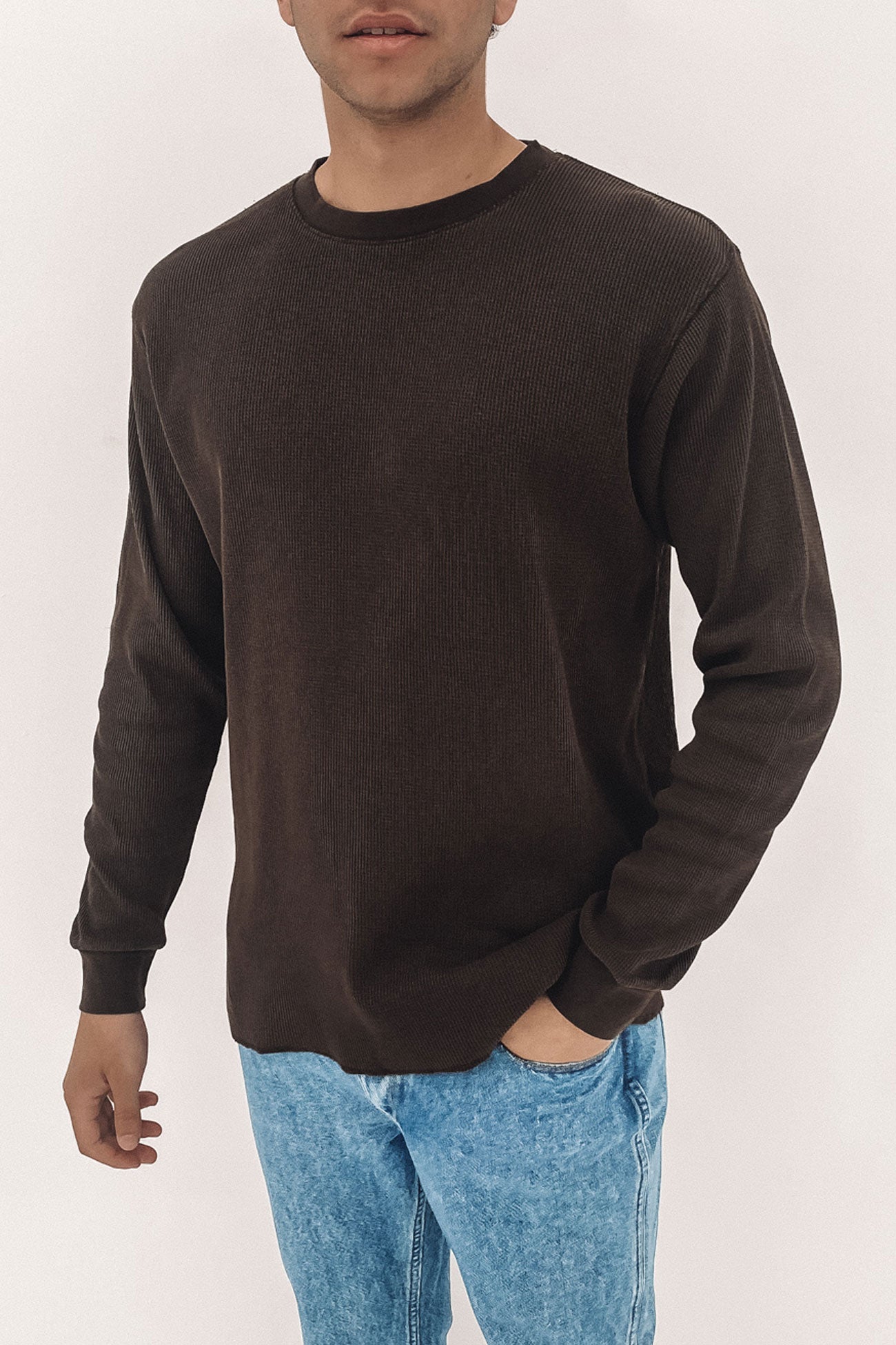 Thrills Union Waffle Long Sleeve Postal Brown