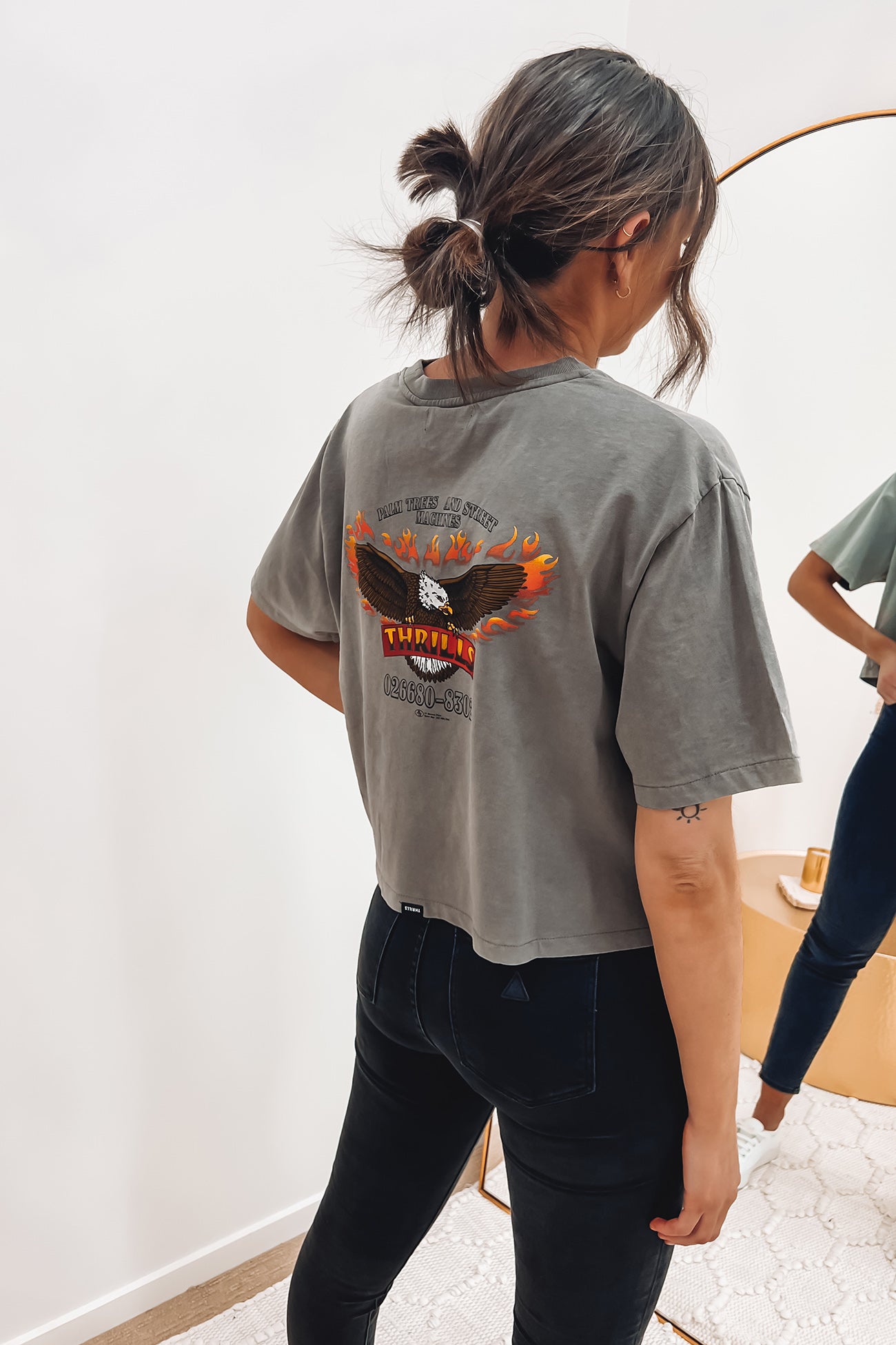 Wings Of Fire Crop Merch Fit Tee Washed Grey