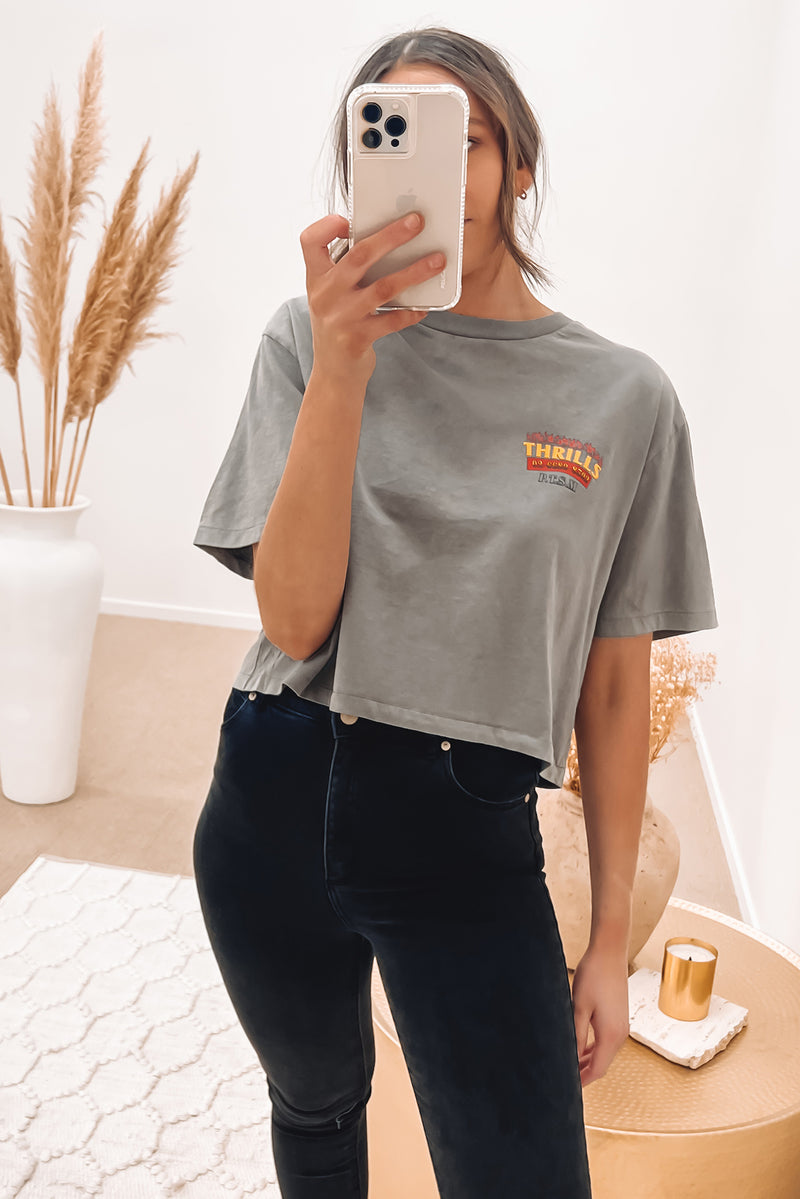 Wings Of Fire Crop Merch Fit Tee Washed Grey