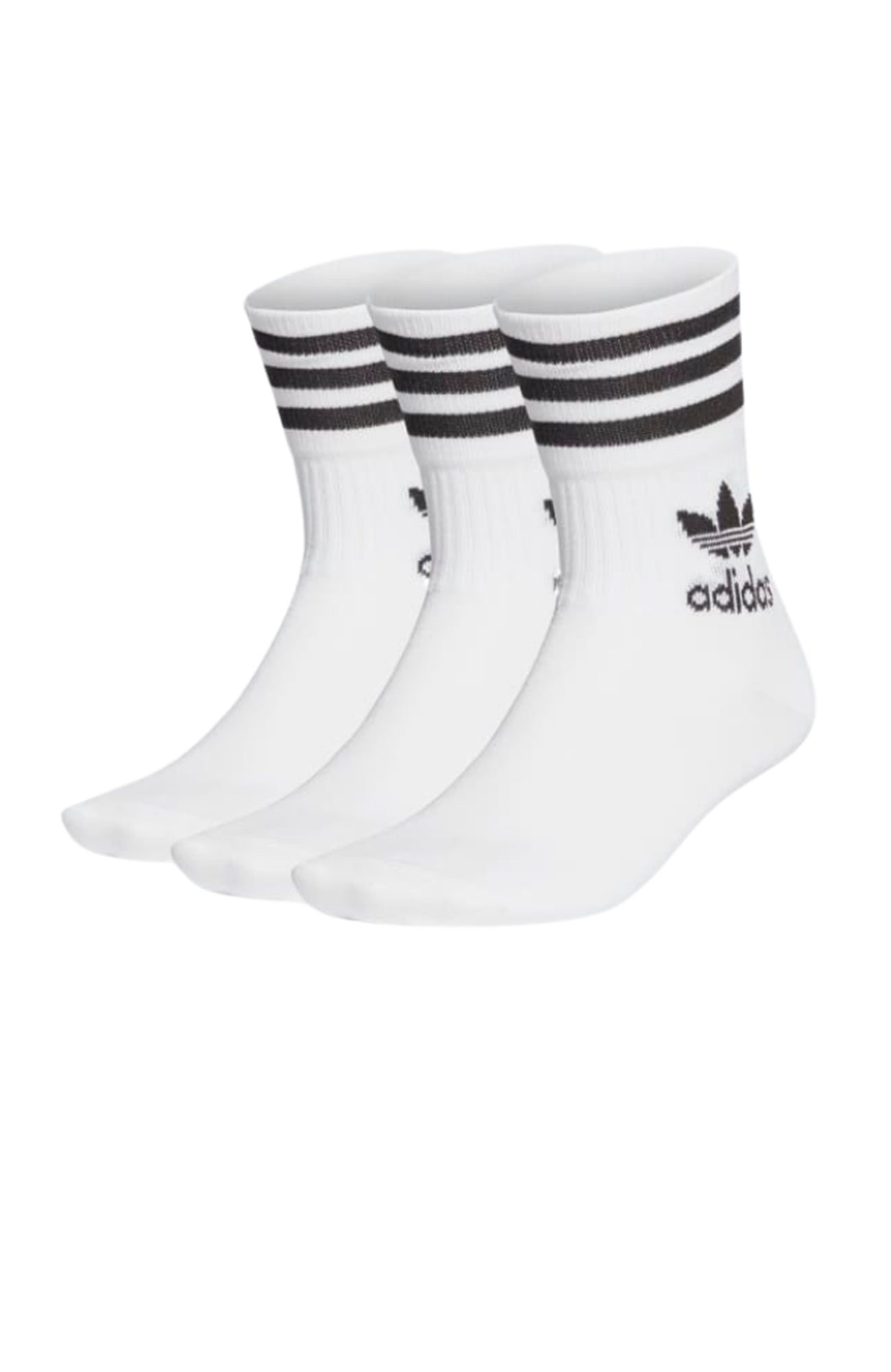 Mid Cut Crew Socks 3 Pairs White