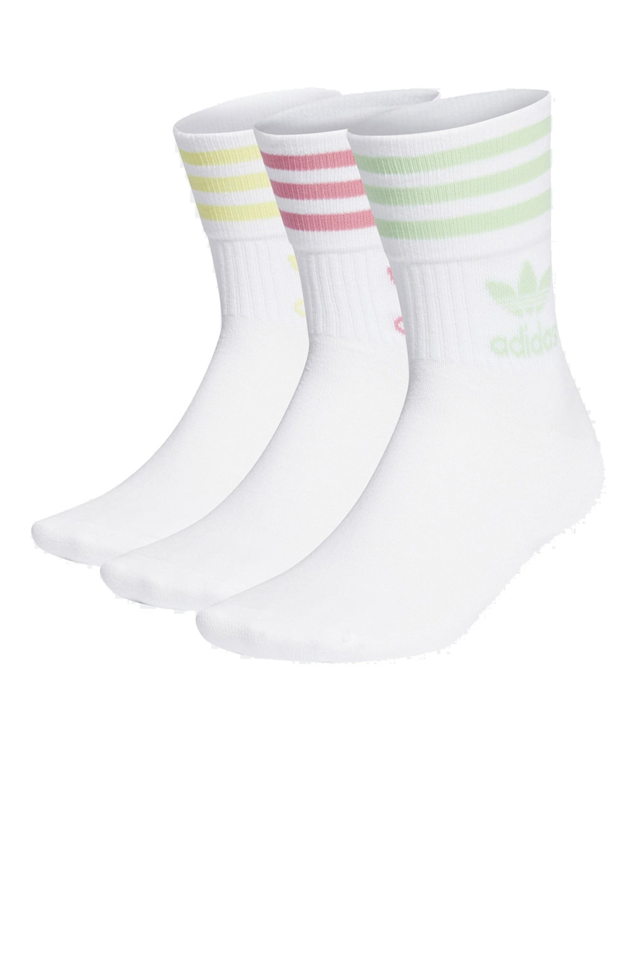 Mid Cut Crew Socks 3 Pairs White Multi