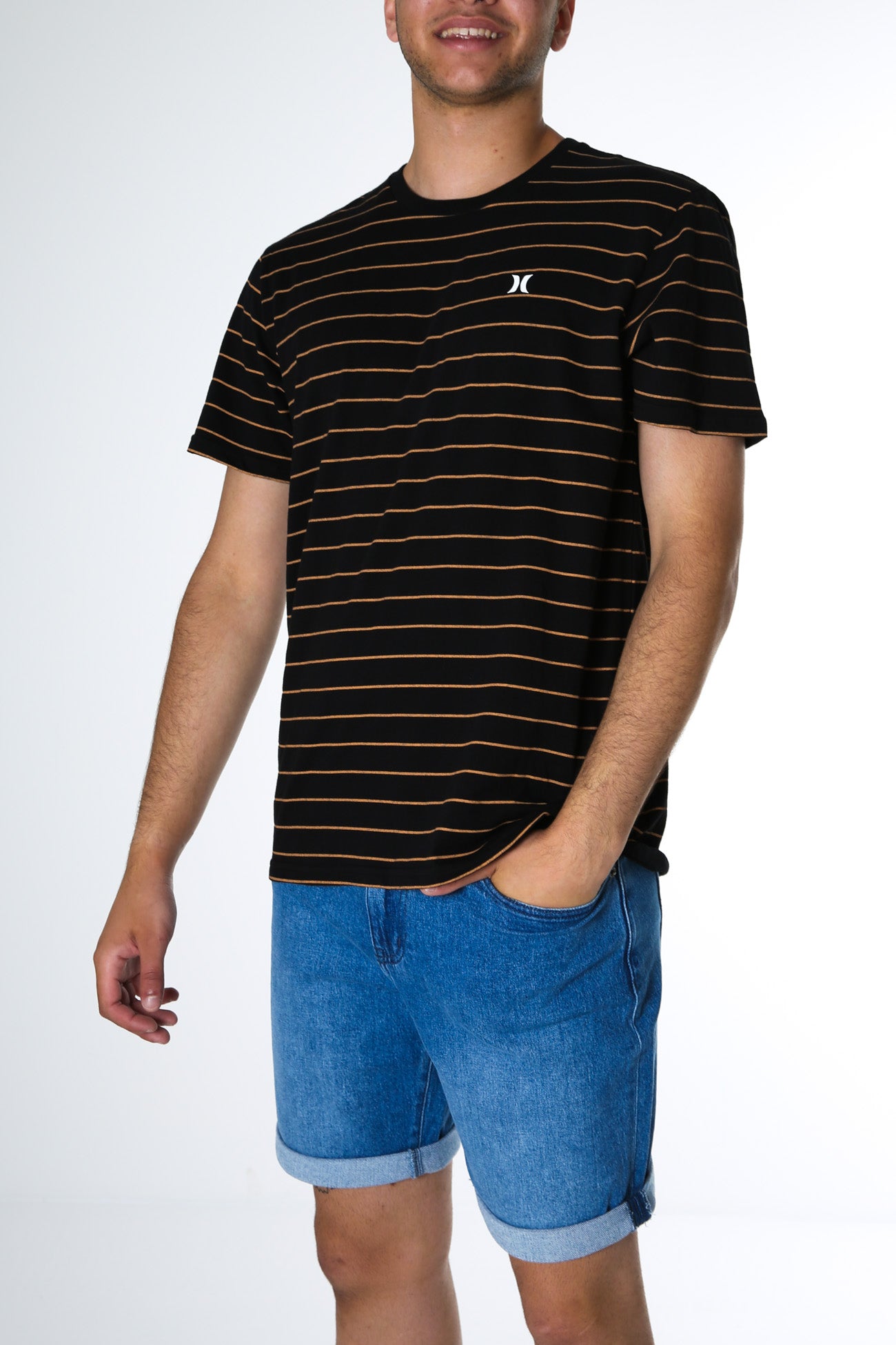 Everyday Washed Icon Stripe Tee Black