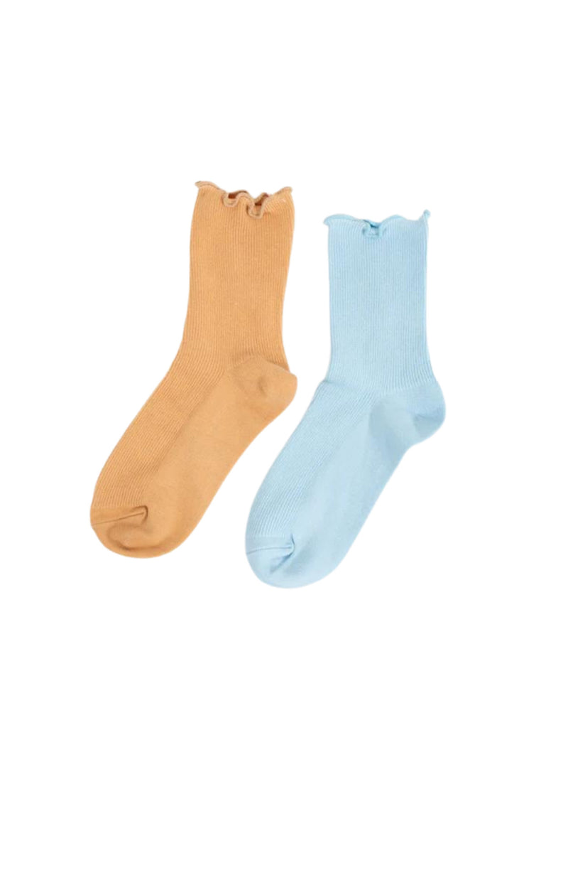 Inverse 2 Pack Sock Clear Blue Apricot
