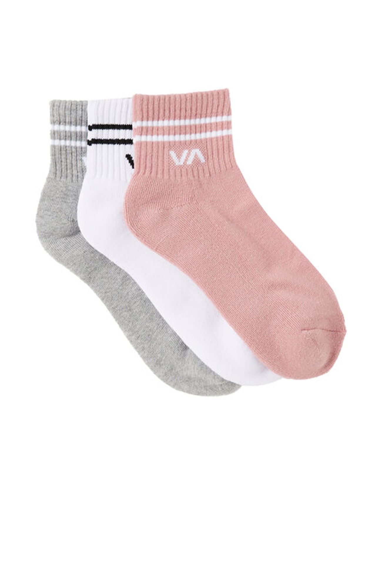 VA Mini Crew Sock 3 Pack Pale Pink