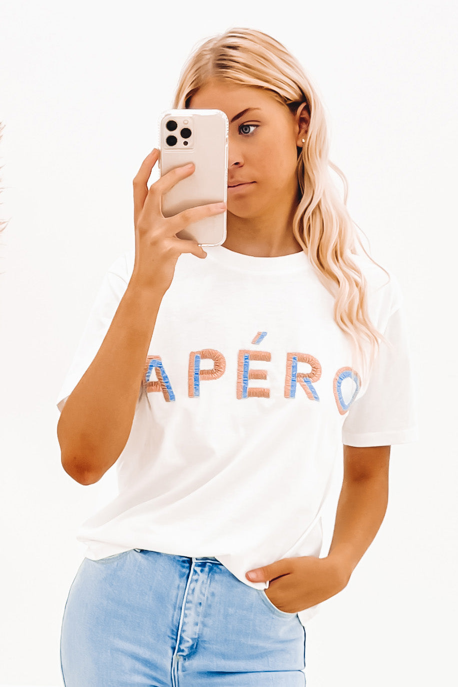 Vila Beaded Tee White Multi